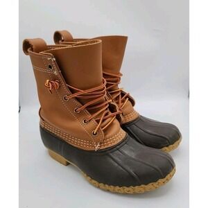 LL Bean Womens Size 6 M Duck Boots 6 Eye 8" Tan‎ Brown Unlined Made In USA